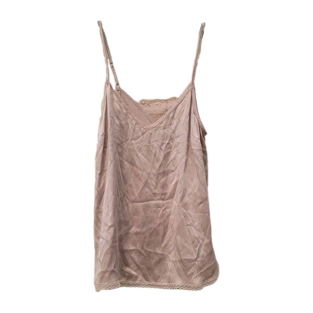 Anthropologie 100% Silk Camisole Womens Small Beige Lace Trim Cami